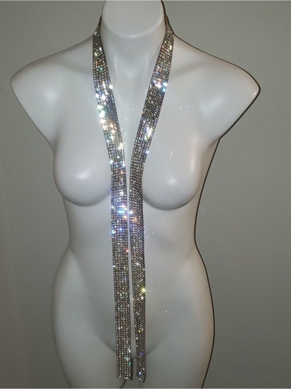 Long Rhinestone Tie Necklace1950s